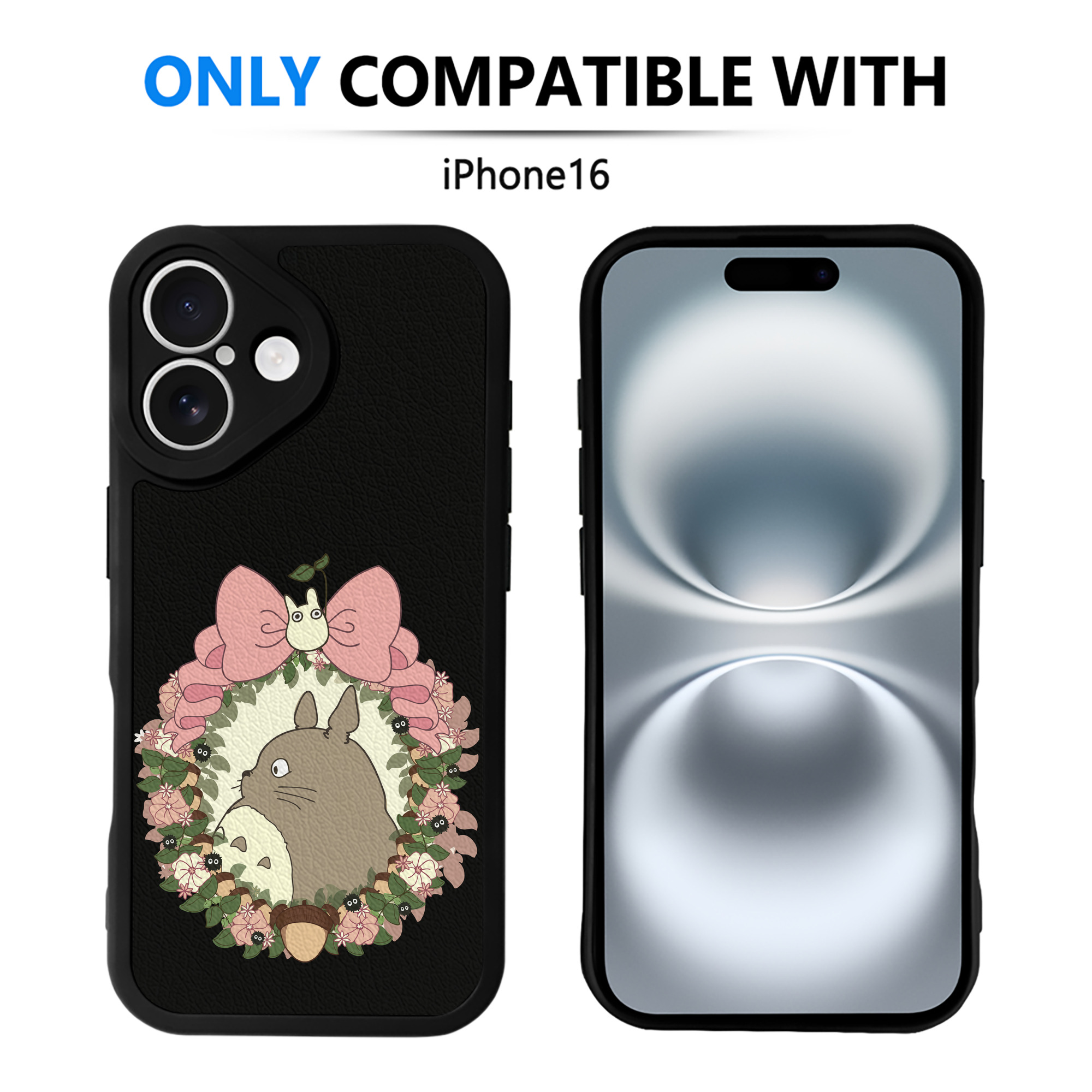 （画像用） となりのトトロ 草壁メイ 草壁サツキ My Neighbor Totoro Satsuki Kusakabe Mei Kusakabe 【iPhone 16シリーズ対応】シリコンスマホケース（レザー調） 材質：シリコン